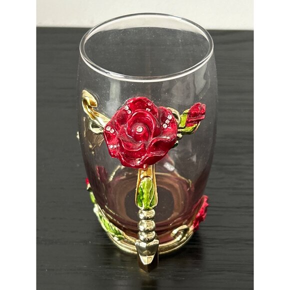 ARC of France Glass Mug Matching Spoon Butterfly & Flower Jeweled/Enamel Accents - Picture 6 of 9
